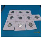 (10) pre64 Roosevelt US Silver Dimes Coins sleeved