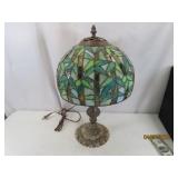 Antique 18" Stained Glass Table Lamp RARE? NICE
