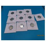 (10) pre64 Silver Roosevelt US Dimes Coins sleeved