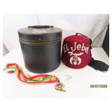 vintage EL JEBEL Masonic Shriners FEZ Hat box EXC