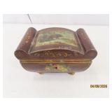Antique Figural Pig Scene 6" Jewelry/Stash Box