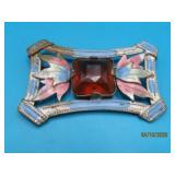 Antique 3" Colorized Pin w/ Stone