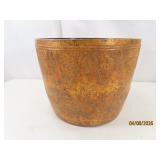 Engraved antique 7.5x9.5 Metal Pot Alum?