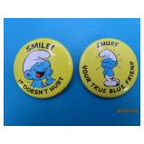 (2) original 1980 SMURF 2.25" Buttons