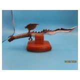 Fantasy 10" Dragon Display Knife w/ Wood Stand