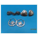 (3sets) Sterling 1" Pretty vintage Earrings 12g