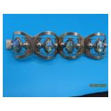 vtg Sterling Taxco Art Glass 2" Bracelet 48g