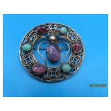 Victorian 2" Stone SPIDER "Silver" Pin 16.3g