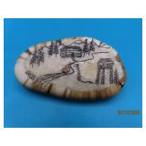 signed Antler/Bone Carved 2" Pin  gold?