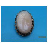 Antique 1" Cameo Pin translucent Scene
