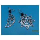hallmarked Sterling sgd 2.5" Sun/Moon Earrings 13g