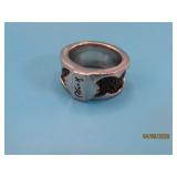 Designer Mens sz10 Sterling ALAN K Ring BlkSaph16g
