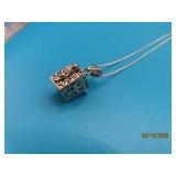 22" Sterling Necklace w/ 1/2" Box Pendant 7.5g