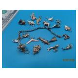 Sterling Silver (17) ANIMAL Charms & Bracelet 40g