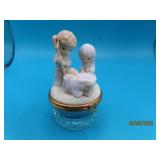 2" Precious Moments Glass Porc Trinket Box (2000)