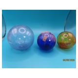 (3) vtg Colored Glass Fishing Balls JAPAN 2.5"/3"