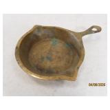 unusual Antique Mini 5.5" Solid Brass Skillet ash