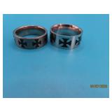 (2) Mens sz10/11 Titanium/Stainless CROSS Rings
