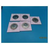 (5) 40% Silver Kennedy Half Dollar US Coins 65-69