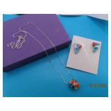 Calvin Begay Navajo Sterling Necklace & Earrings $