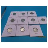 (10) asst Silver Mercury US Dimes Coins