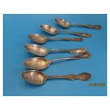 (6) antique Sterling Silver Collector Spoons 106g