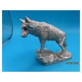 Pewter WOLF by Masterworks vtg 4" Red Eyed