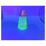 Antique Green Uranium Glowing Glass 3.5" Shaker
