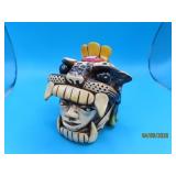 AZTEC Pottery Head Intricate 4" Death Whistle