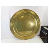 26" Solid Brass 7+lb Embossed vintage Tray