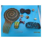 Lot Antique asst Hair Pins & Clips Art Deco etc