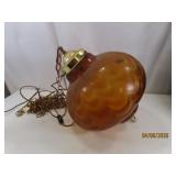 vtg Amber 13" Glass MCM Swag Lamp Funky NICE