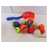 LOT Dog Fetch Balls & Thrower