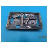 Sterling 2.25" HouseScene vtg OpenCut Pin 17.5g