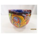 Stunning 4.5" Art Glass Thick unusual Bowl heavy