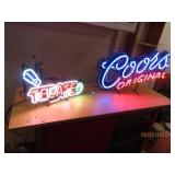 (2) Working Neon Bar Lights 28"COORS & 19" TECATE