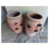 (2) Terra Cotta Strawberry Type Planting Pots