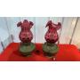 Pair Fenton Cranberry lamps