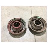 Two vintage steel wire wheels