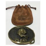 Houston oilers brass belt buckle