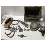 Vintage auto parts Chevrolet hood, ornaments and