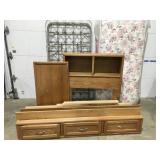 Oak, twin, bed frame, with drawers, box,