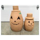 2 handmade clay pumpkins