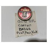 Vintage,Ford NFL contest, badge, punt, pass, and