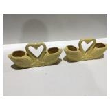 2 Swan, ceramic planters