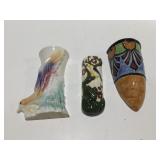 Three vintage wall pockets
