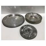 Metal serving platters & pewter patriotic plate