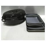 Enamel , roaster, and baking pans