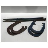 Vintage eagle, ringer horseshoes, and post