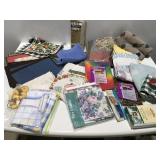 Shower, curtains, table, linens, pillow covers